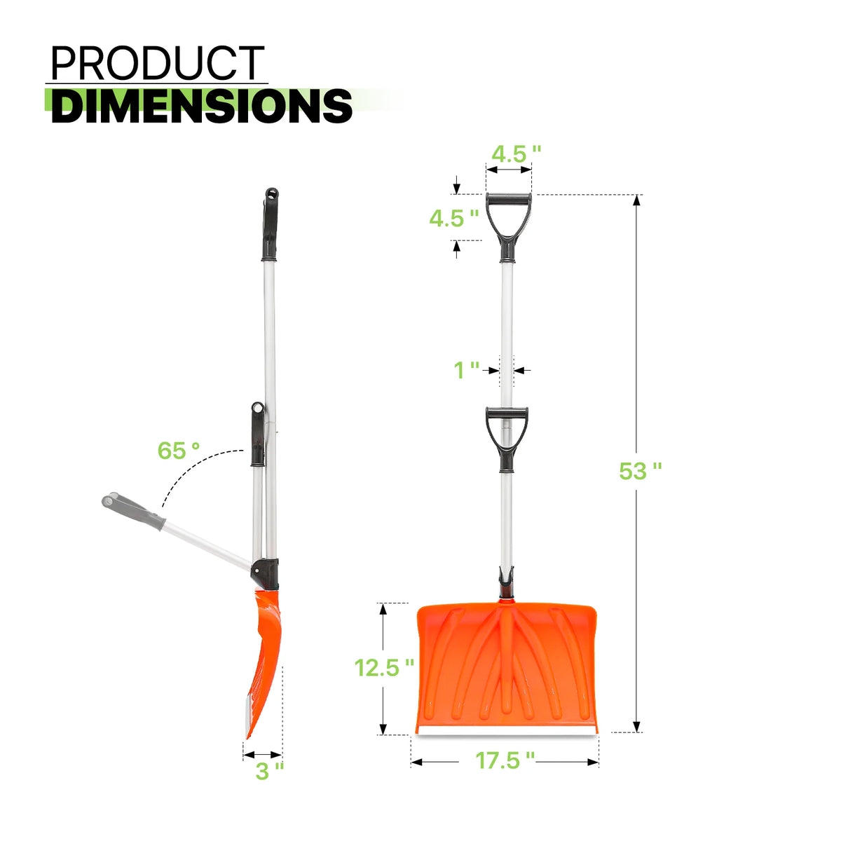 Orange 18 inch Snow Shovel T4714