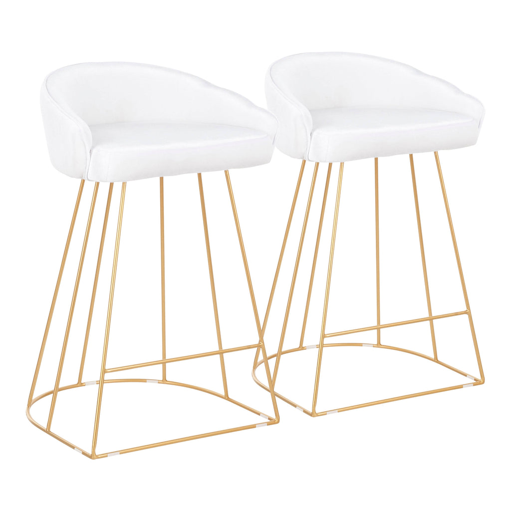 Green Velvet and Silver Steel Counter Height Stool Set of 2 H79497