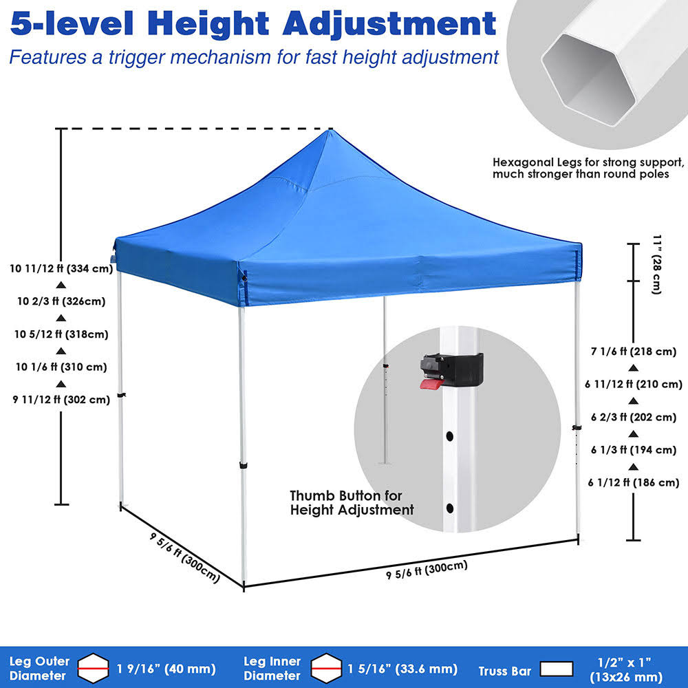 10x10 ft Pop Up Canopy Tent with Roller Bag X606