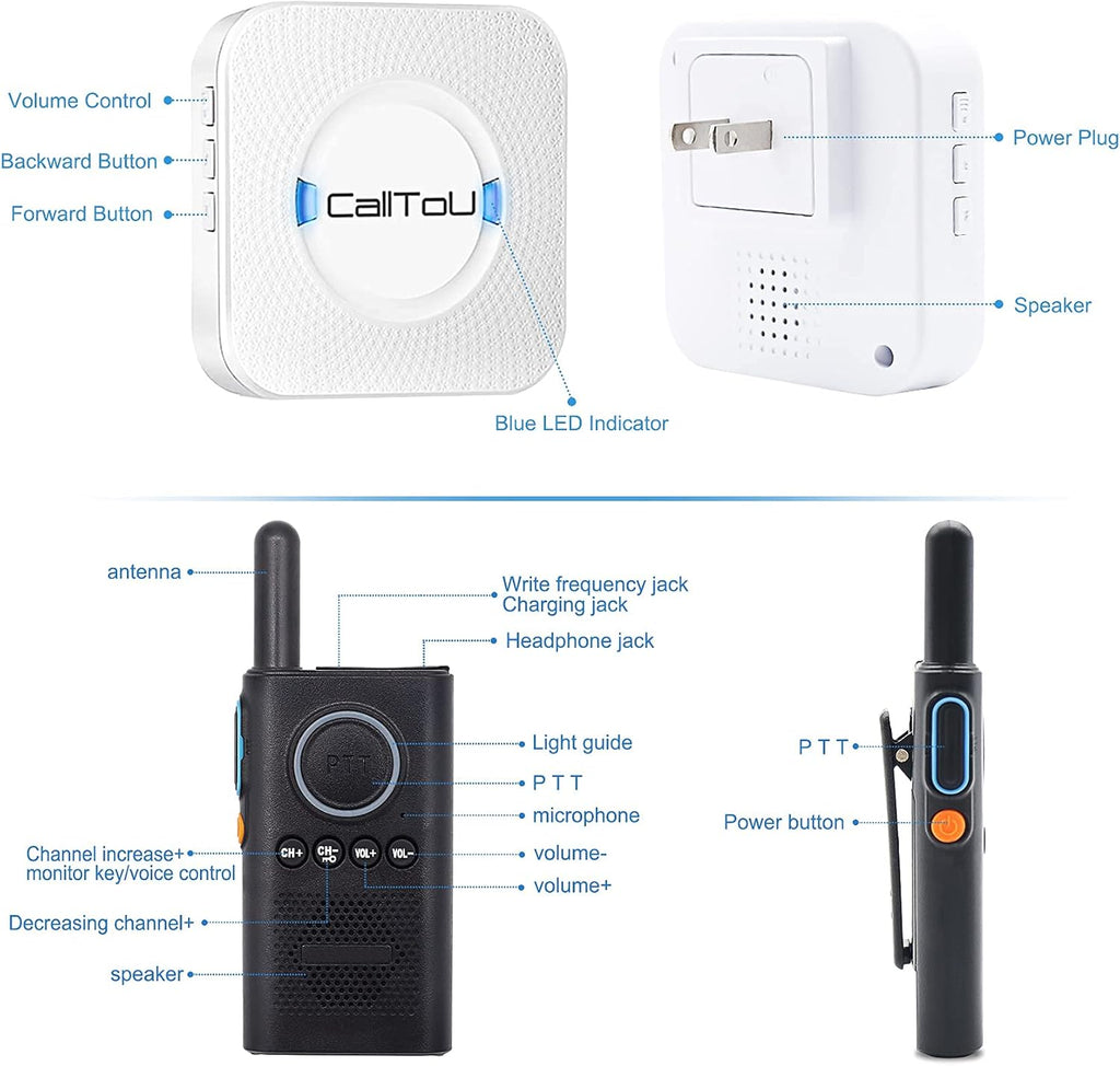 Wireless Call Button Alert System with 2 Way Radio W675021