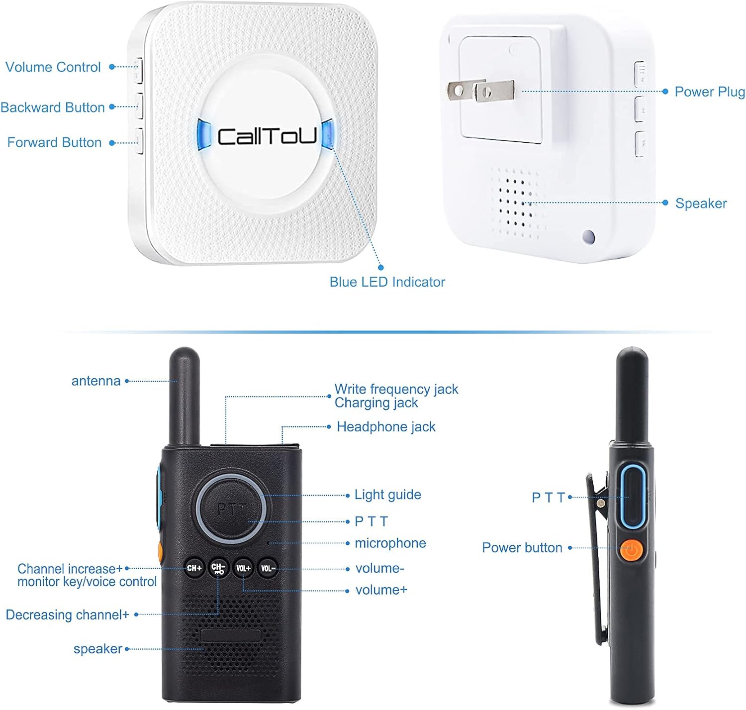 Wireless Call Button Alert System with 2 Way Radio W675021