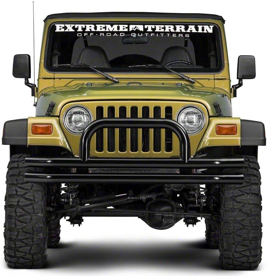 Gloss Black Double Tubular Front Bumper with Over-Rider Hoop P2242