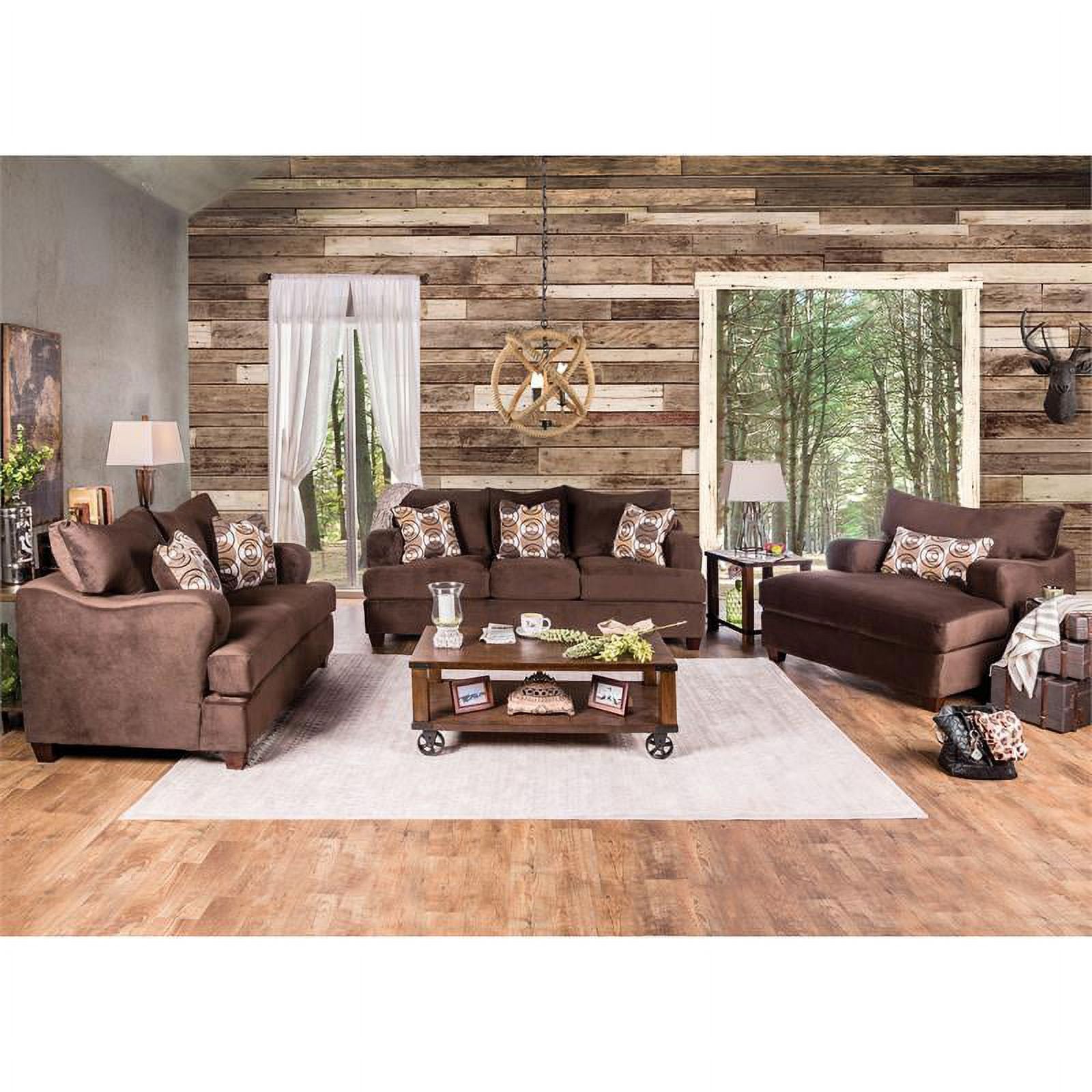 Chocolate Fabric 2-Piece Sofa Set O30549