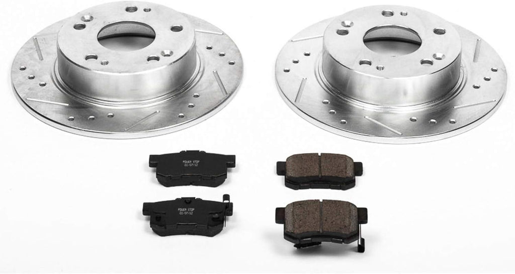 Rear Z23 Carbon Fiber Brake Pads with Drilled & Slotted Brake Rotors Kit N3112