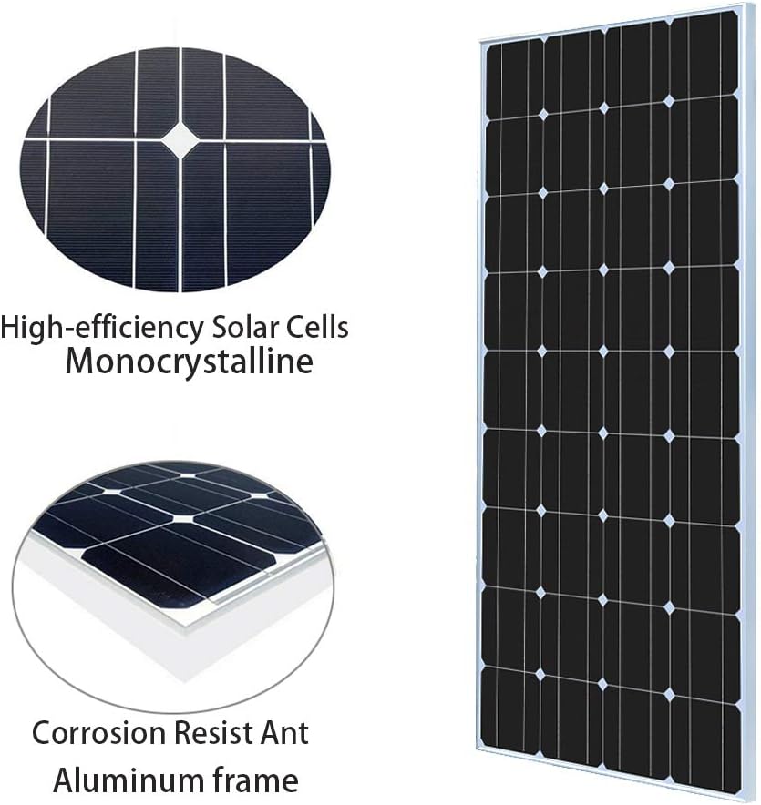 200W 12V Monocrystalline Solar Panel Starter Kit with 20A Charge Controller D130