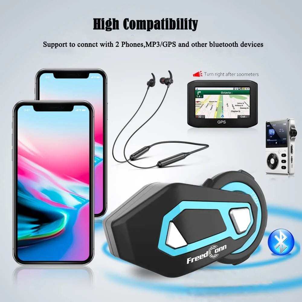 2PCS Motorcycle Bluetooth Intercom System for Helmet 6 Riders 1500M B60856
