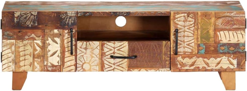 Hand Carved TV Cabinet Solid Reclaimed Wood G65557