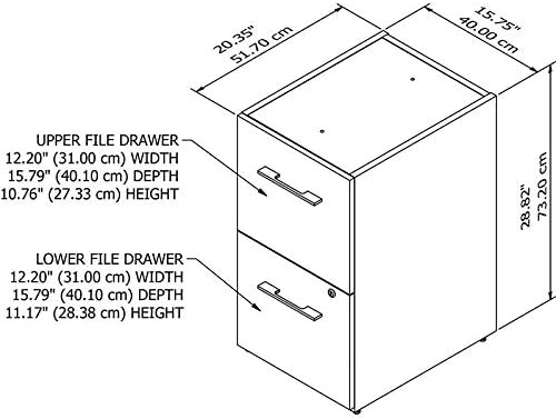 16W 2 Drawer File Cabinet in Modern Hickory P164528