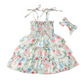Ruffles Floral Strap Summer Beach Dress N148