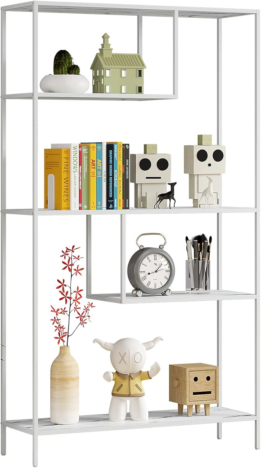 White 3-Tier Metal Open Bookshelf T337907