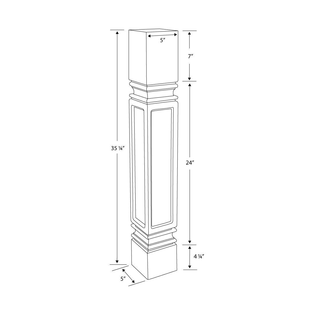 Unfinished Solid Hard Maple Kitchen Island Leg W962