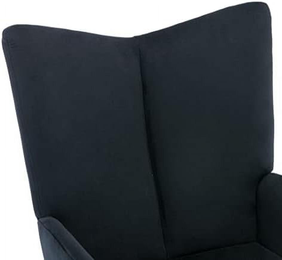 Black Velvet Accent Chair with Ottoman N78971