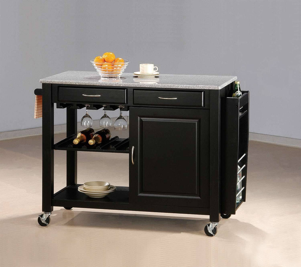 Black Kitchen Cart with Granite Top W875738