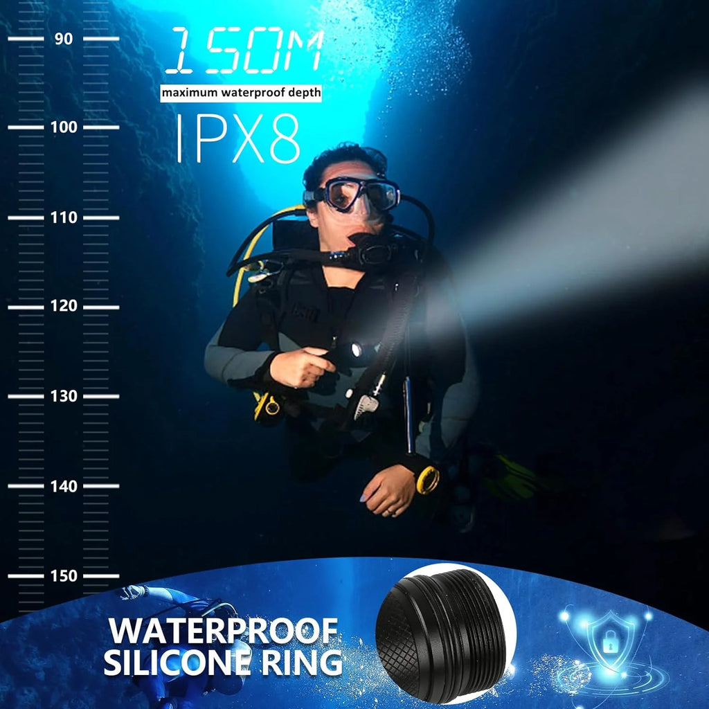 Rechargeable Underwater Dive Flashlight with Battery and Charger F45090
