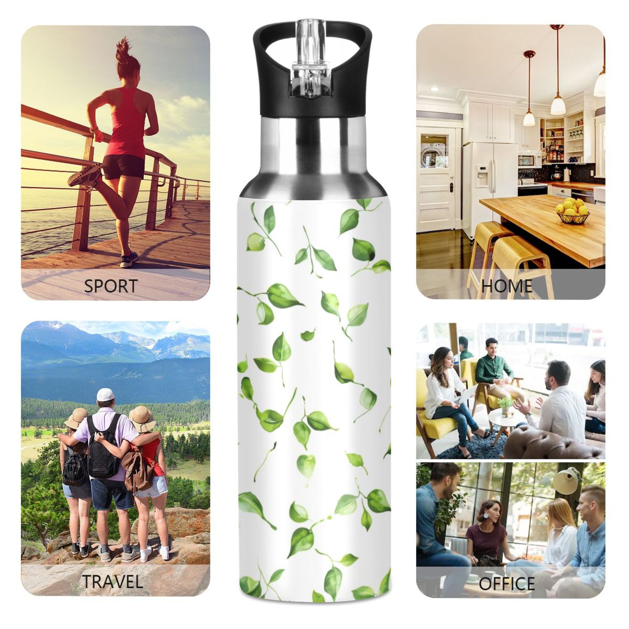 20 oz Insulated Stainless Steel Water Bottle with Straw Lid I127