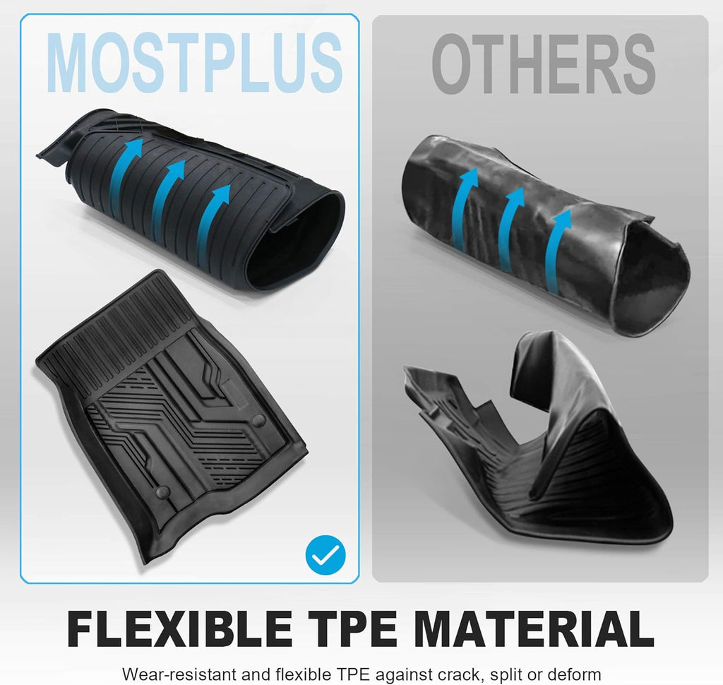 Rubber Seat TPE Floor Liners Mats for Chevrolet Silverado 1500 GMC Sierra Crew Cab Front Rear Rows F8440
