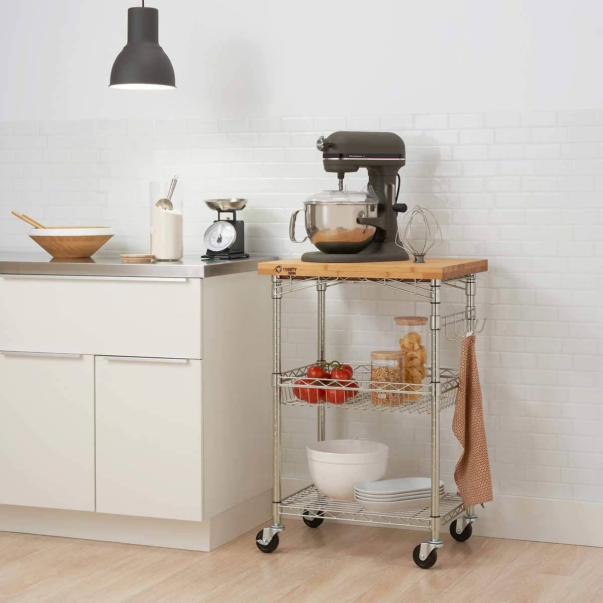 Bamboo Kitchen Cart in Bronze Anthracite - Brown - Wood R81421