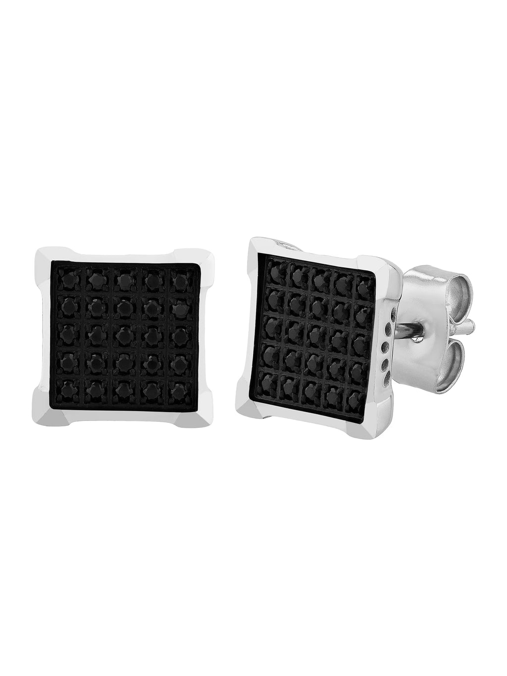Black Diamond Stainless Steel Square Stud Earrings E210901