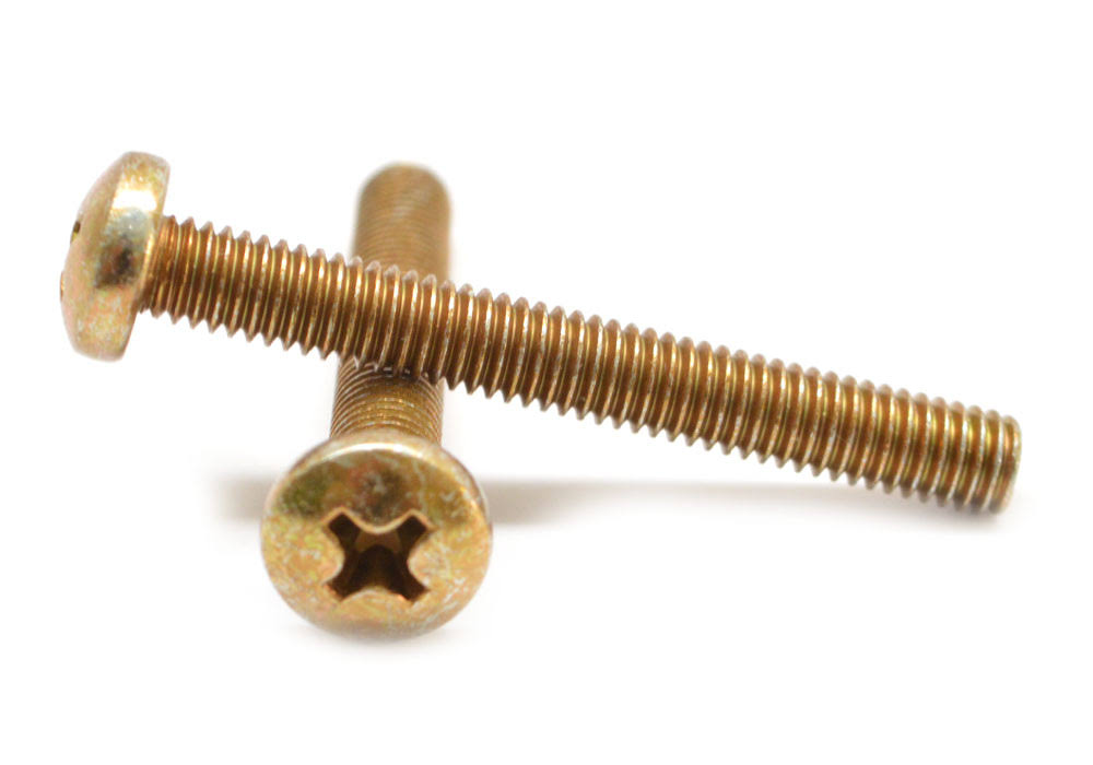 #8-32 x 2 Coarse Thread Machine Screw Phillips Pan Head Low Carbon Steel Yellow Zinc Plated H33261