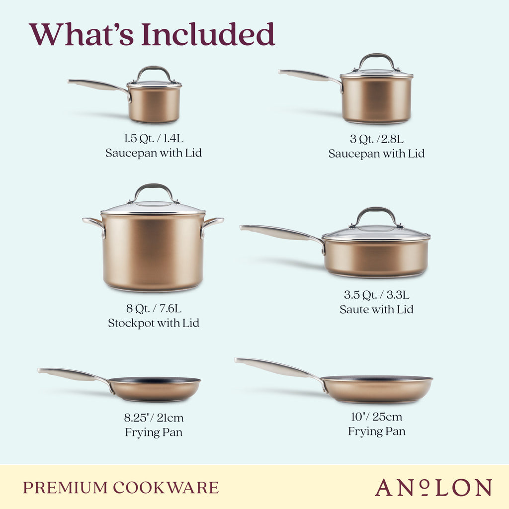 10 Piece Hard Anodized Nonstick Cookware Set P407208