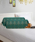 Emerald Green Silk Jacquard Bolster Pillow Covers Set of 2 Pcs Q437659