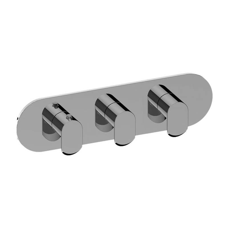 Polished Chrome Round 3-Hole Trim Plate with Phase Handles R998717