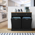 White Double Kitchen Trash Cabinet with Hideaway Drawers F93401
