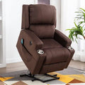 Brown Velvet Power Lift Recliner with Massage U12087