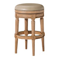 Weathered Oak Backless Bar Stool with Vegan Leather H840241