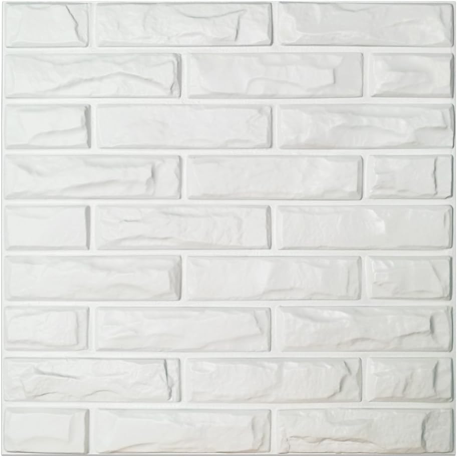 White Brick 3D Wall Panels, 19.7" x 19.7" (12 Pack) Z6637