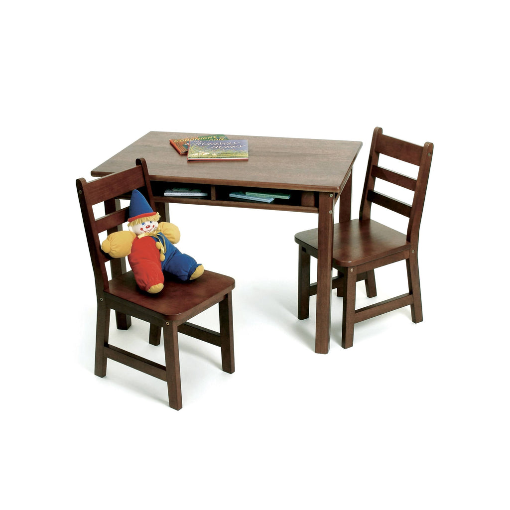 Childrens Rectangular Table and 2 Chairs Set, Walnut N97799