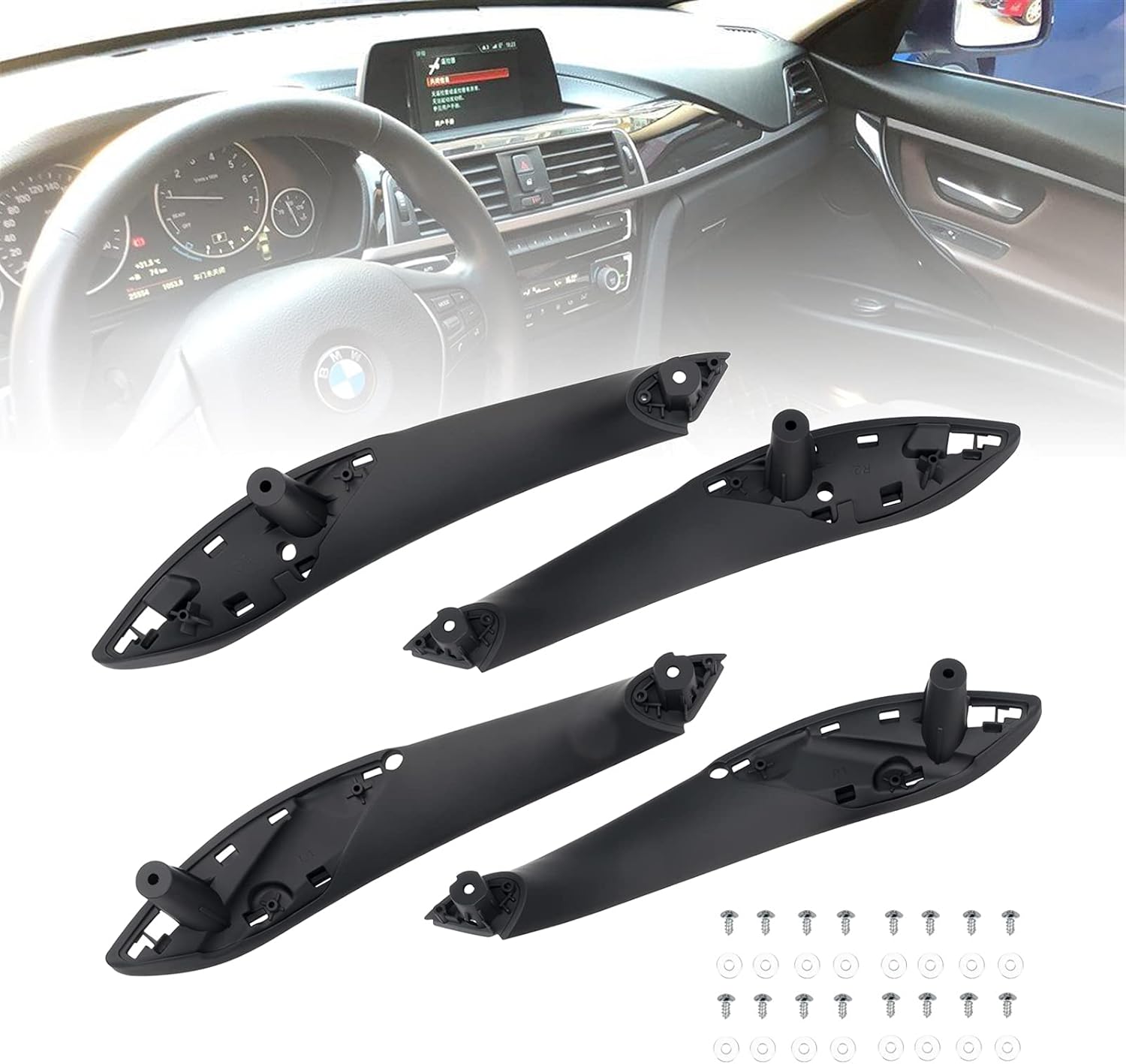 Carbon Fiber Inner Door Pull Handles Kit Replacement for BMW 3 Series 4 Series Pack of 2 U3261