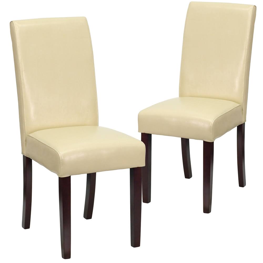 2 Pk. Ivory Leather Parsons Chair T8650