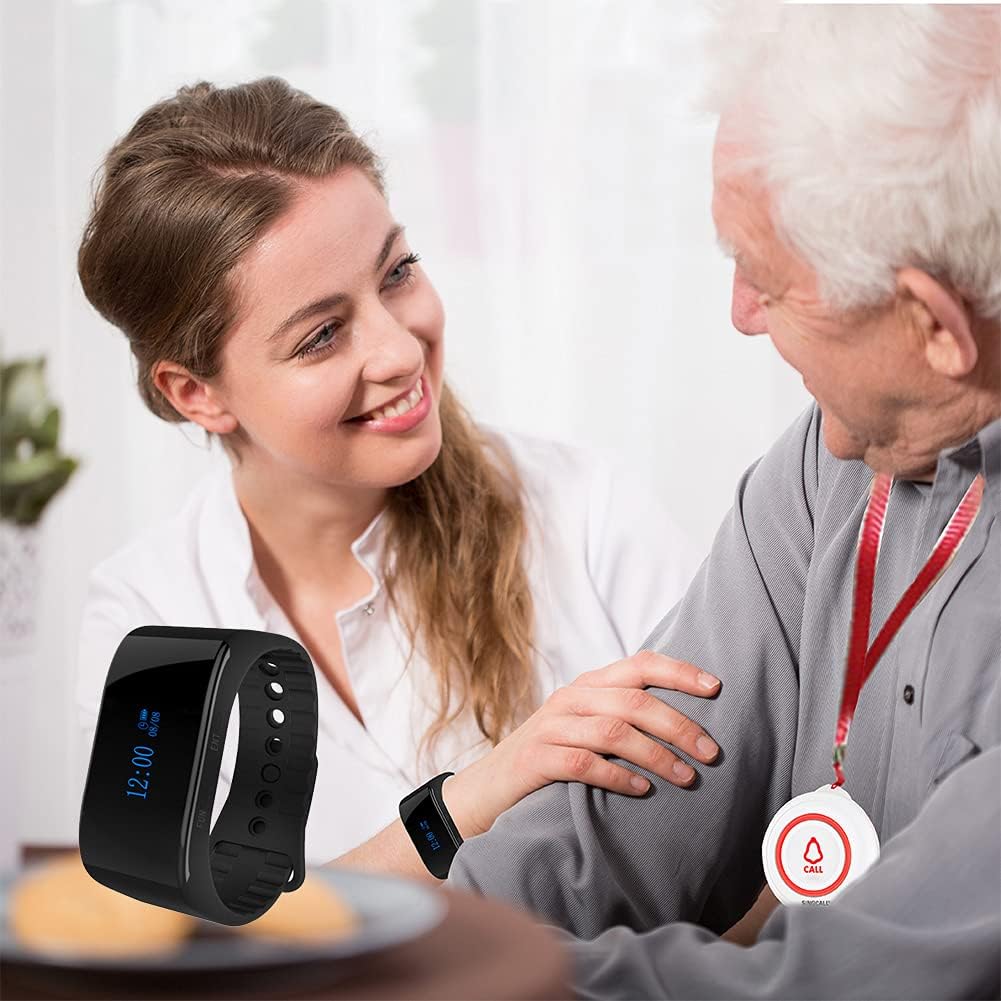 Wireless Caregiver Pager Calling System with 1 Mobile Receiver 2 Call Buttons H669391