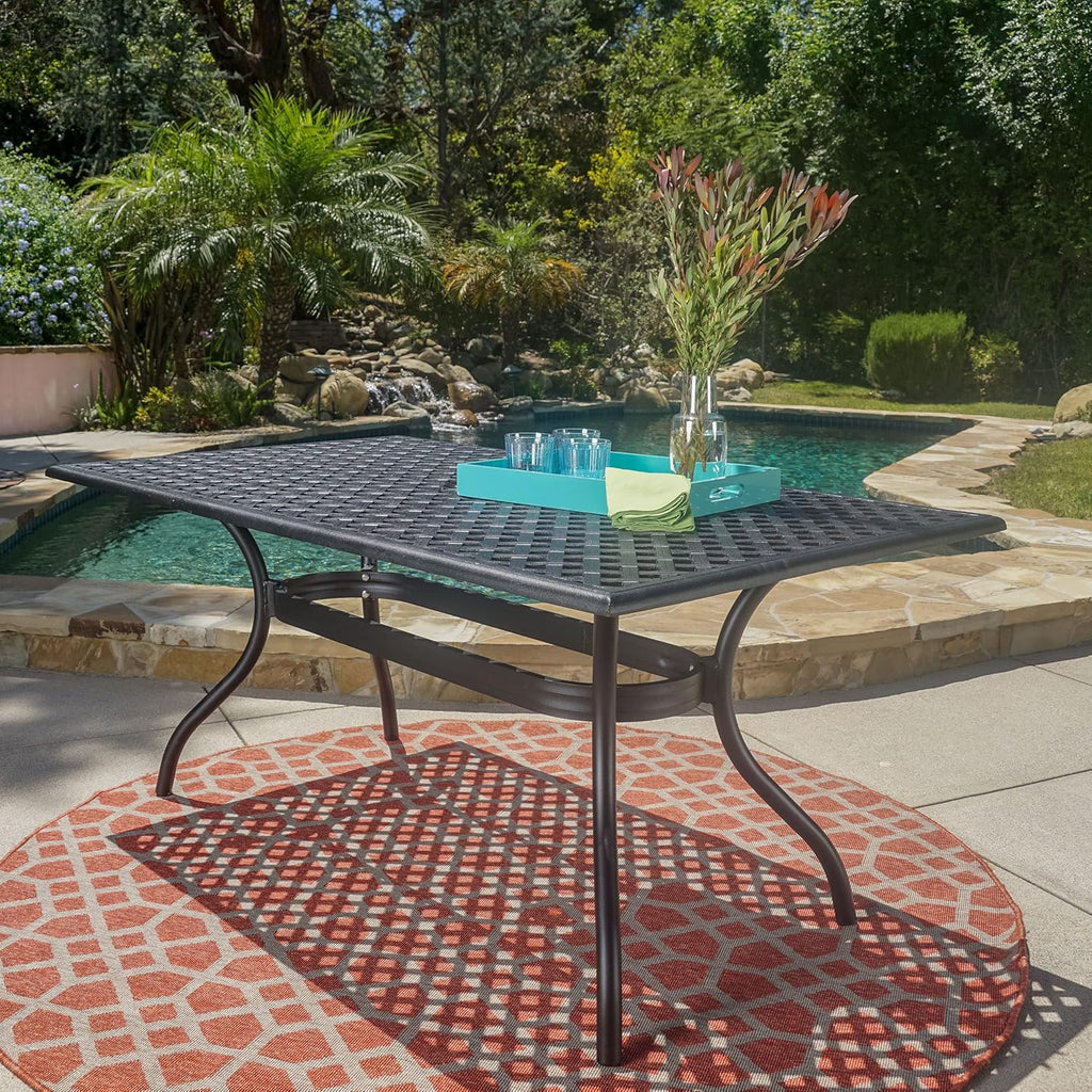 Black Sand Cast Aluminum Rectangle Table V863