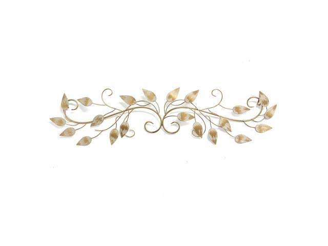 Gold Over The Door Scroll Wall Decor with Brushed Flowing Leaves S155