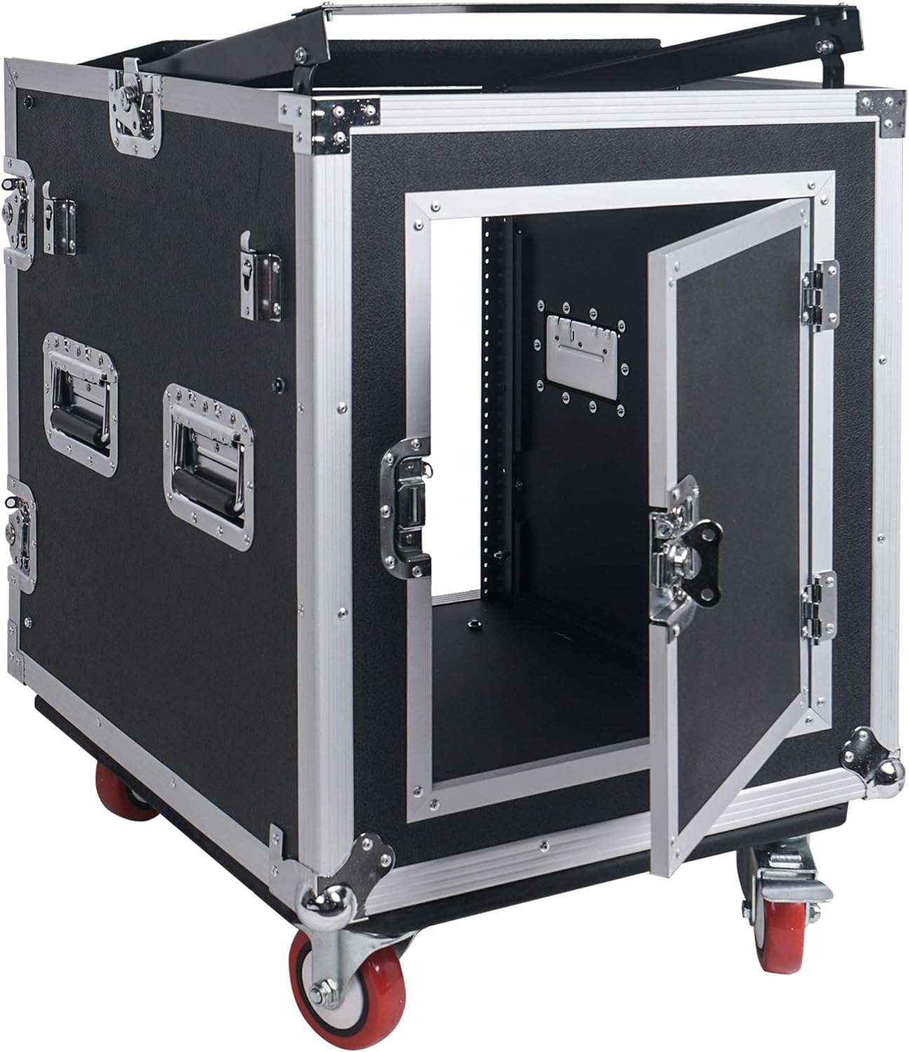 8U PA DJ Pro Audio Rack Road Case with 13U Slant Mixer Top and Casters U59129