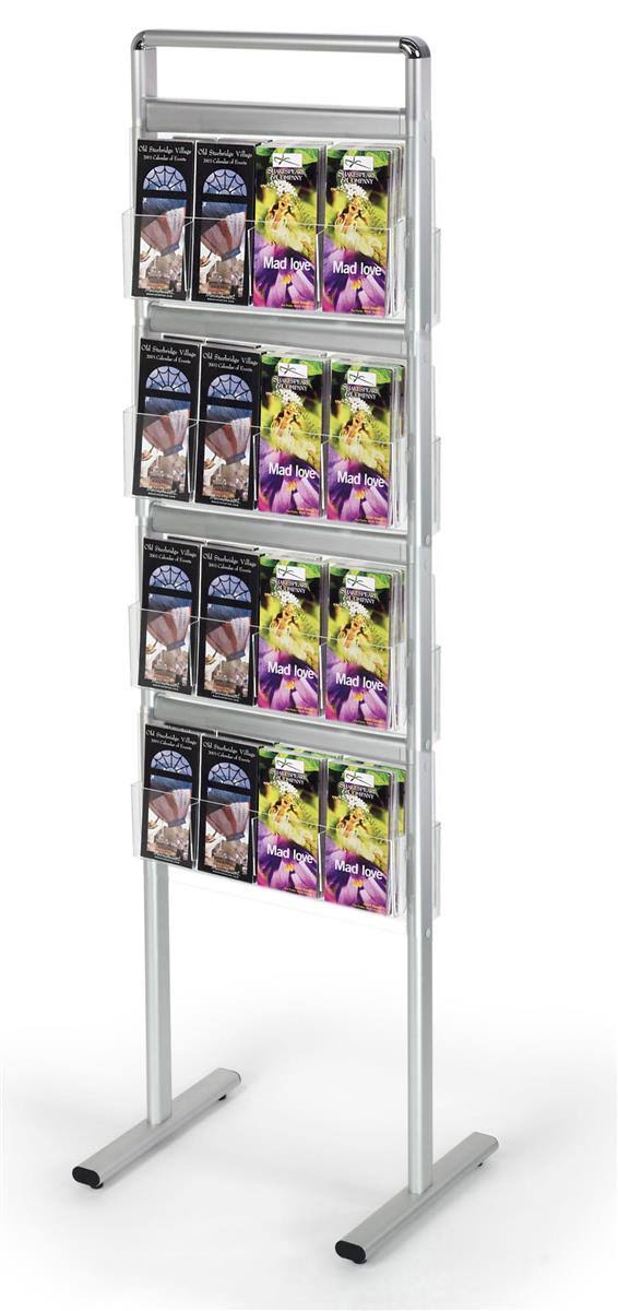 Silver Aluminum 8 Shelves Brochure or Magazine Stand G8385