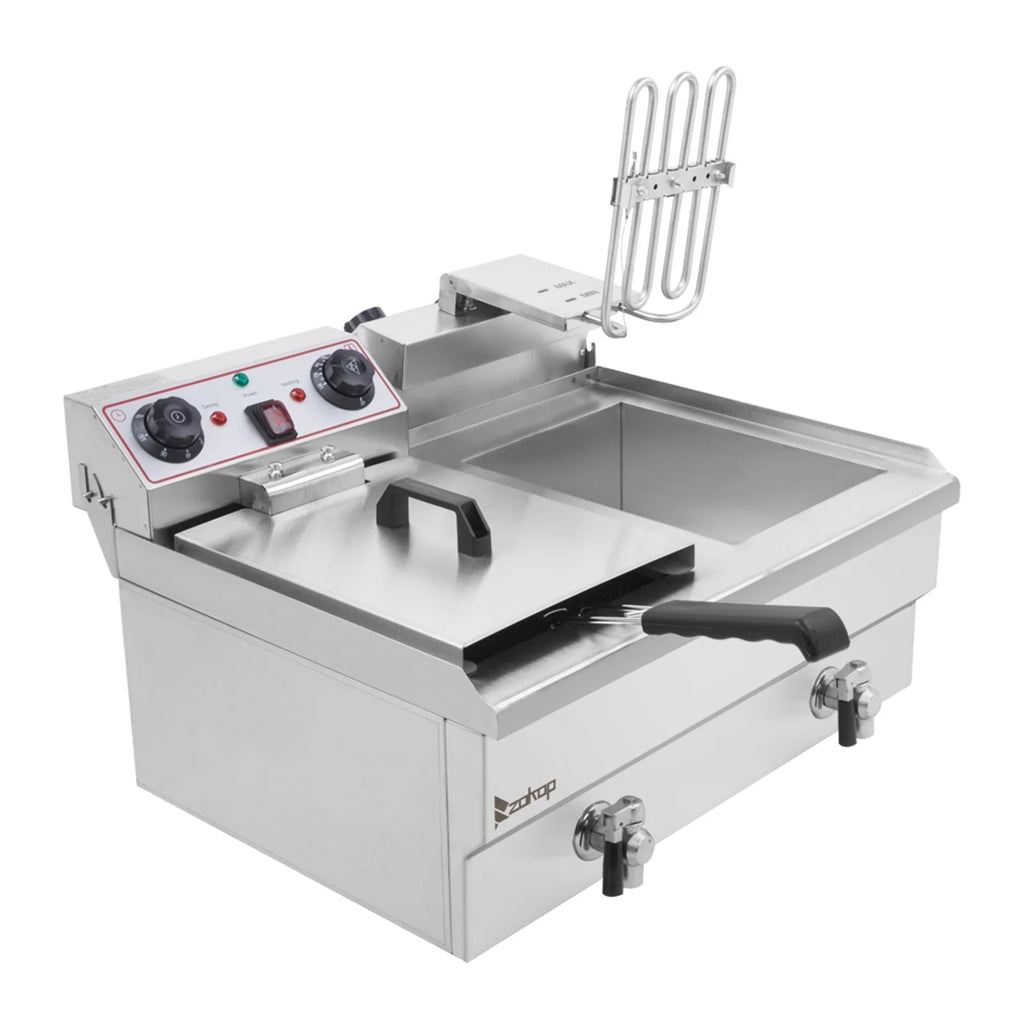 16.9QT Stainless Steel Double Tank Deep Fryer D16594