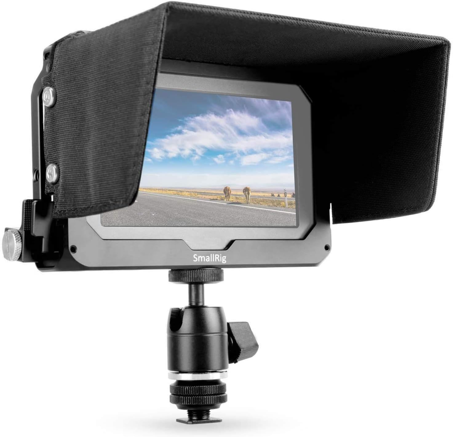 Director Monitor Cage Accessory Kit for 5 inches Monitor with HDMI Clamp, Sunhood, Ballhead and Cold Shoe Adapter W6247