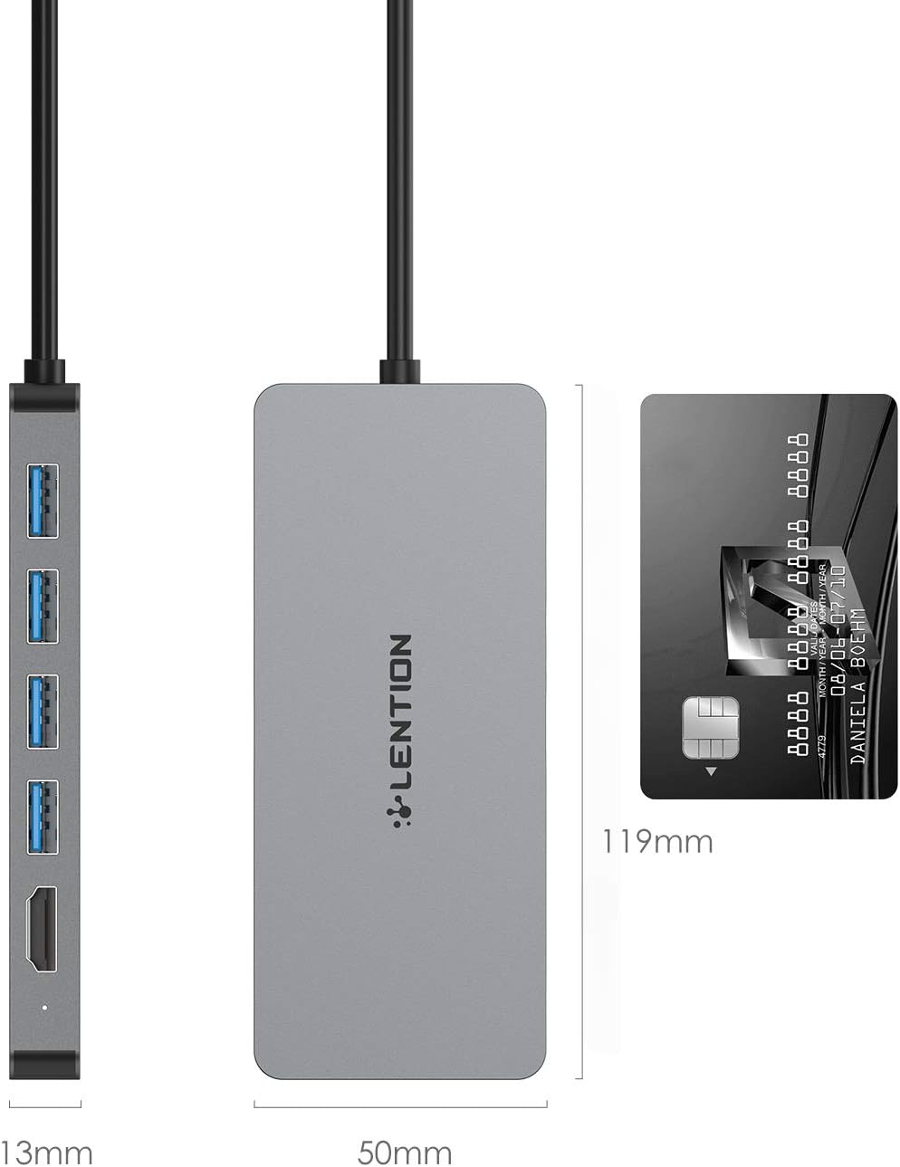 USB C Dual HDMI Hub with 4X USB 3.0, 2X 4K HDMI and 100W Type C Charging Adapter, Space Gray, Pack of 2 L802