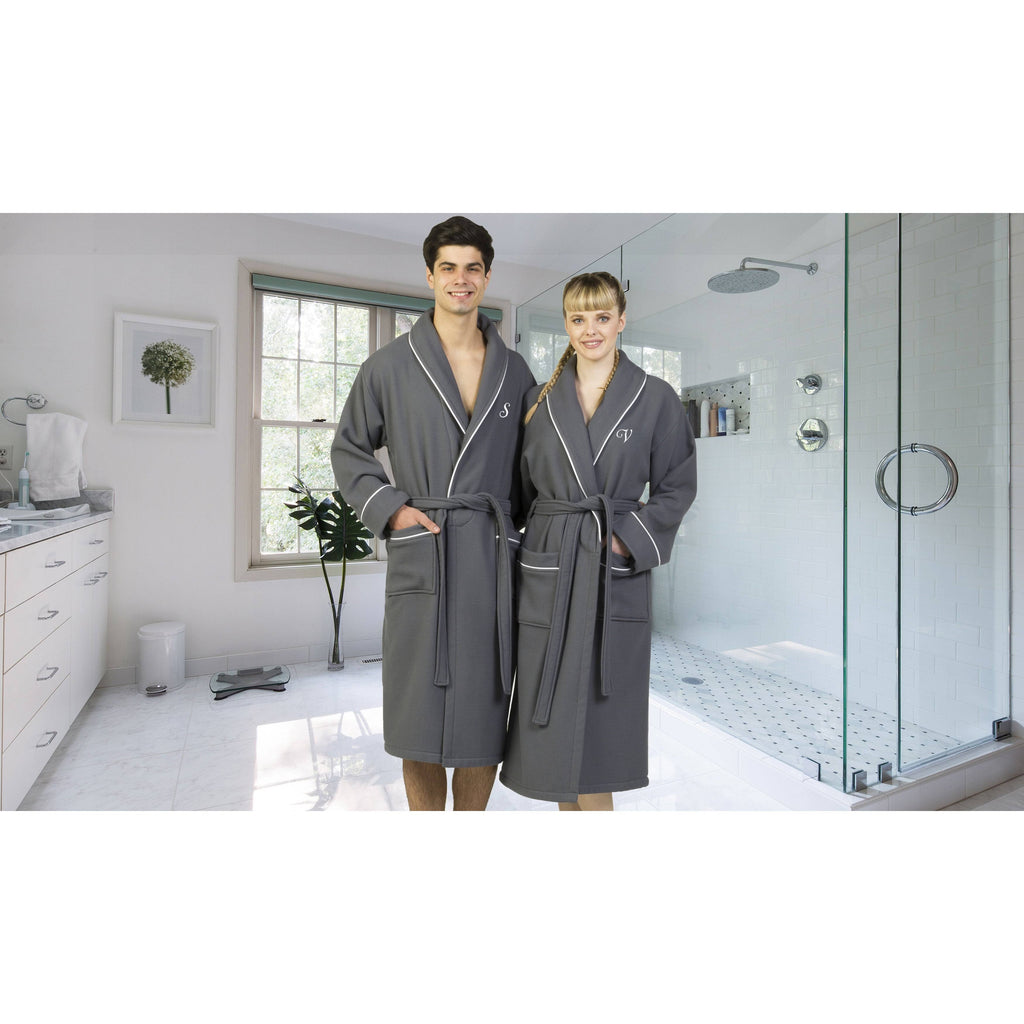 Dark Gray Turkish Cotton Waffle Terry Bathrobe E270