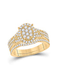 14kt Yellow Gold Diamond Cluster Bridal Ring Band Set 7/8 Cttw P859824