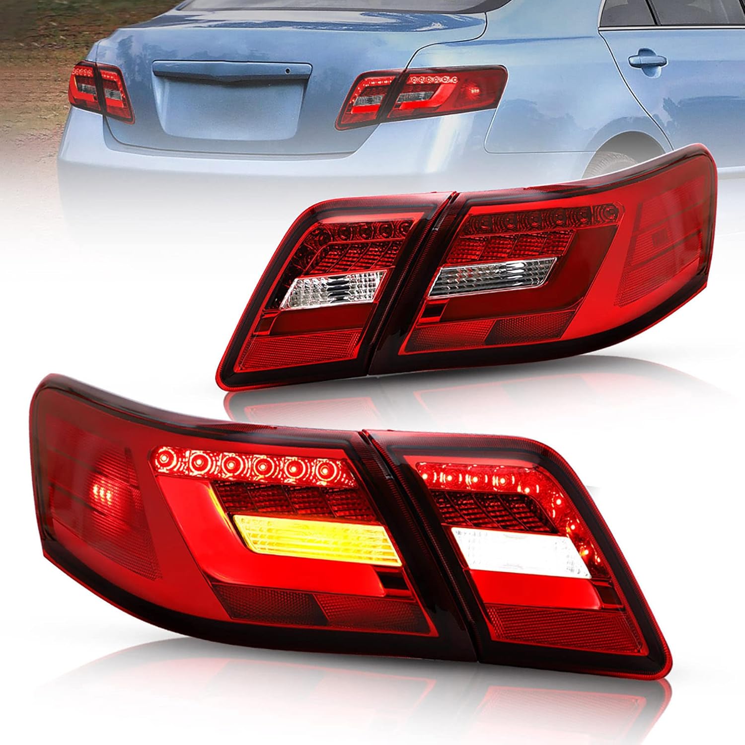 Red Smoke LED Tail Lights for Toyota Camry 2007-2011 K4377