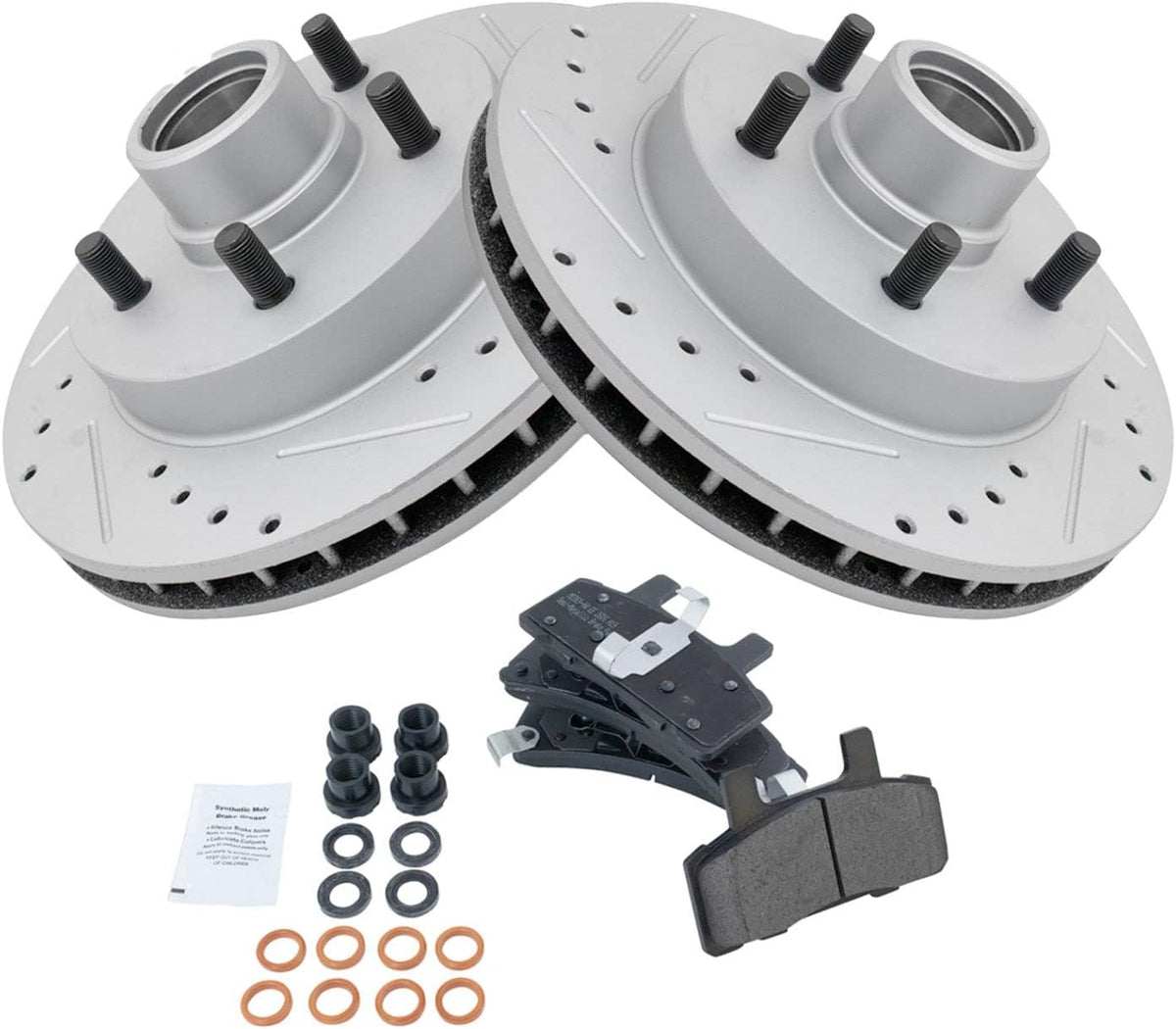 Metallic Brake Pad & Drilled Slotted Coated Rotors B5260