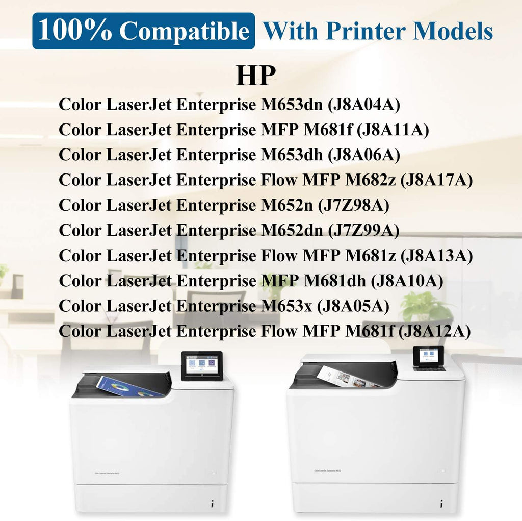 6 Pack Compatible Toner Cartridge for HP Color Enterprise M653x M682z M681dh M652n M681f M653dn M681f Printer J24963