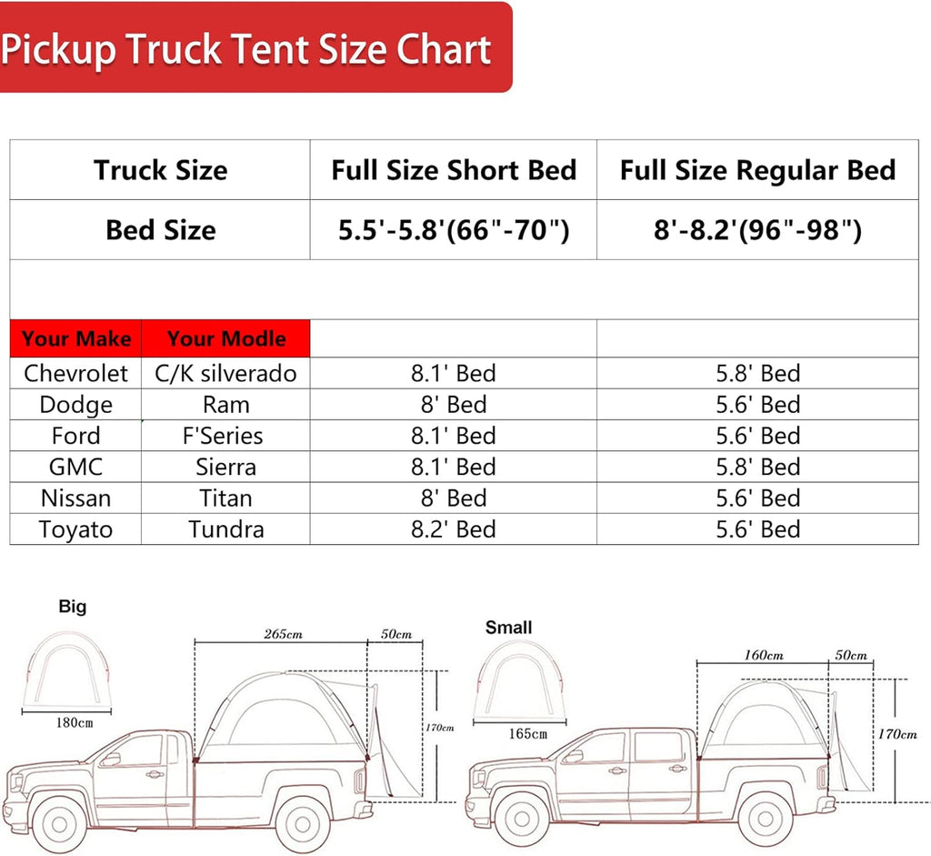 Waterproof Double-Layer Truck Bed Tent for 2 Persons T17383