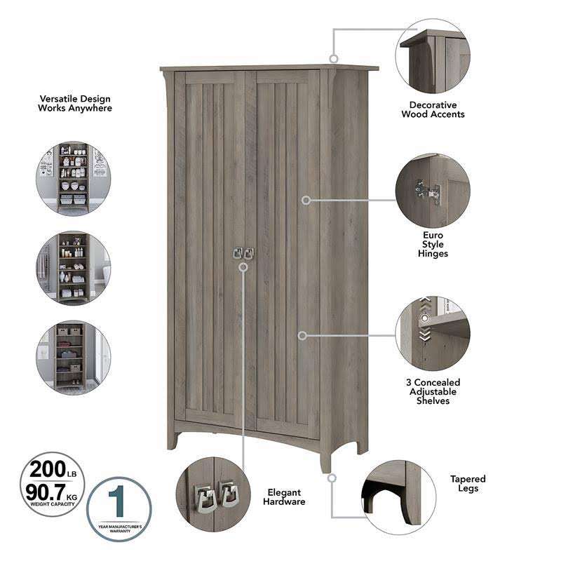 Gray Bathroom Storage Cabinet with Doors C9489