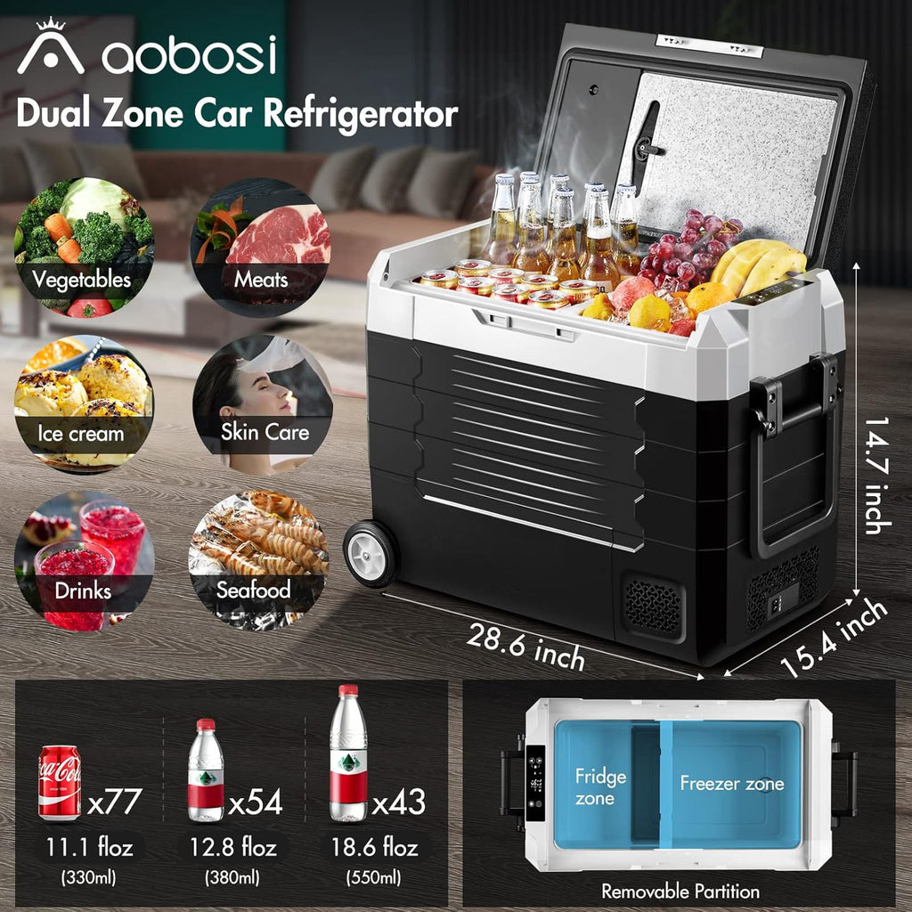 Portable Car Refrigerator 12 Volt 59 Quart Dual Zone Compressor Cooler D431622
