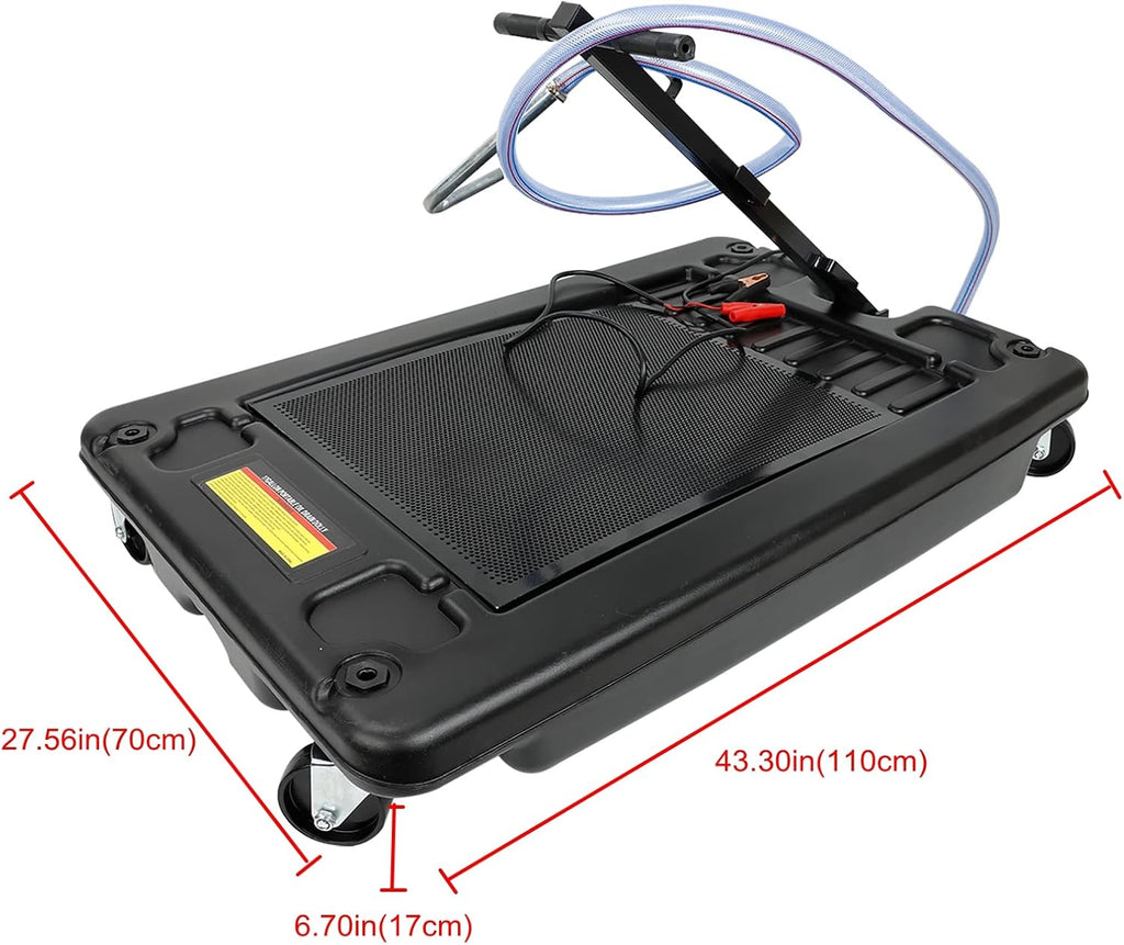 17 Gallon Low Profile Oil Drain Pan with Electric Pump and 8 Hose N1550